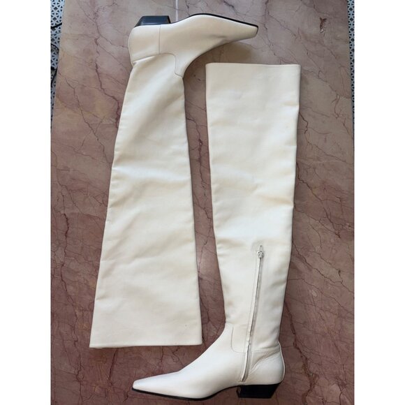 KHAITE Marfa Classic Flat Over The Knee Boots in Off White 41 Womens Thigh High - Picture 11 of 16
